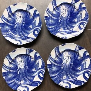 Anthropologie | From the Deep Blue Octopus Kraken 8” Salad Dessert Plates (4)
